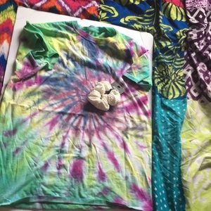 Tie-dye shirt and brand new never worn scrunchie